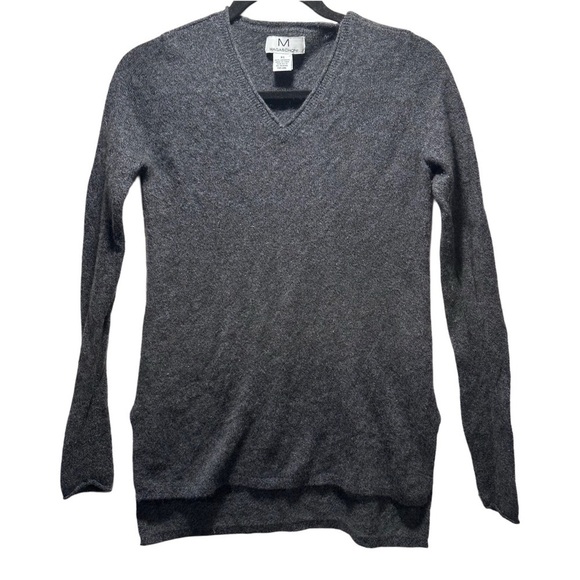 M MAGASCHONI 100% Cashmere Sweater Gray XS Tunic High Low Loose Fit V-Neck EUC - Picture 4 of 16